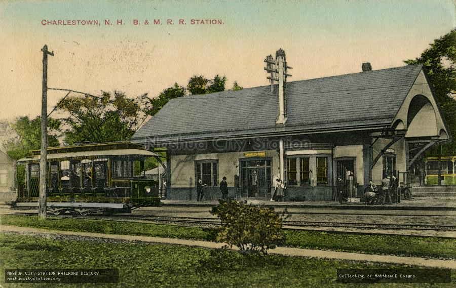 Postcard: Charlestown, New Hampshire Boston & Maine Railroad Station